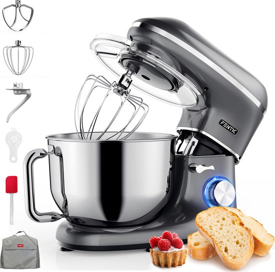 Fentic Keukenmachine - 2000W - Keukenrobot - Foodprocessor - 6,2L Mengkom - Incl. Beschermhoes en extra Accessoires - Antraciet van Fentic
