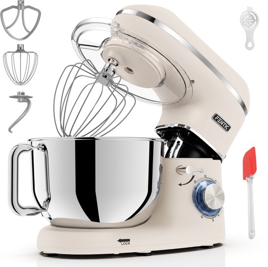 Fentic Keukenmachine – 2000W – Keukenrobot - Foodprocessor - 6,2L Mengkom – Incl. extra Accessoires – Beige van Fentic