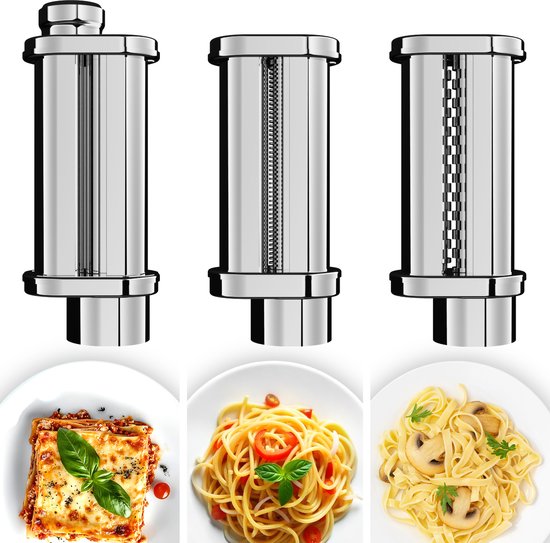 Fentic Set Pastaroller, Spaghettisnijder en Fettuccinesnijder - Pasta Maker Geschikt voor Fentic SM-1504P en SM-1504BM - RVS Elektische Pastamachine – Pastaroller van Merkloos