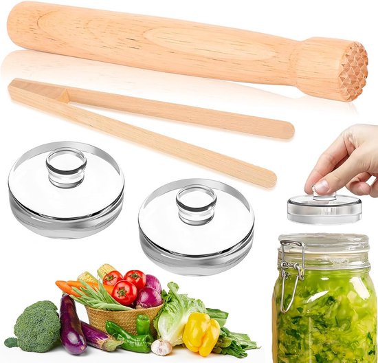 Fermentatie Accessoire Set met Stamper, Tang en Gewichten, Ø 7 cm van Merkloos