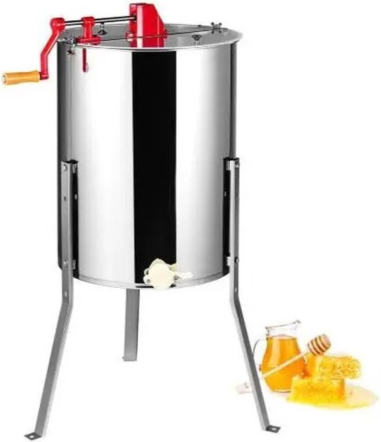 FIBILA Handmatige Honing Extractor - Honingslinger - Honing Centrifuge - Honing Voor Bijenteelt - Roestvrij Staal - Efficiënt Ontwerp - RVS