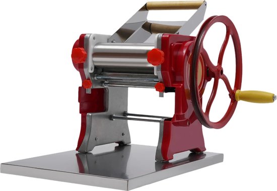 FIBILA Pasta Deegroller - Pasta Maker - Pastamachine - Pasta persmachine - Handmatig - Met Zwengel - Ijzer - Rood van $