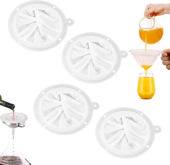 Fijne Zeef voor het Filteren van Melk, Sap, Wijn en Sojamelk - Set van 4 Stuks, Ideaal voor Keuken en Koken van Merkloos