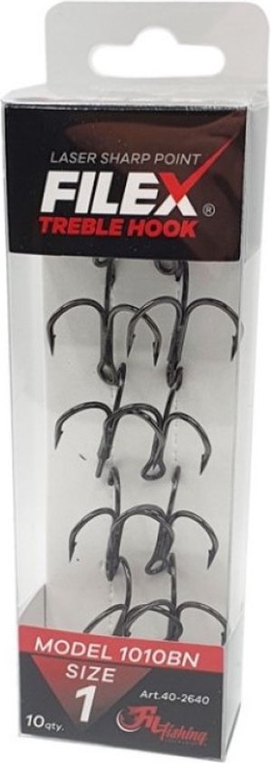 Filex Treble Hook - Haakmaat #12 - 10 stuks - Zwart - Roofvis Dreggen - Dreghaak voor Roofvissen - Kunstaas & Doodaas Haak van Filex