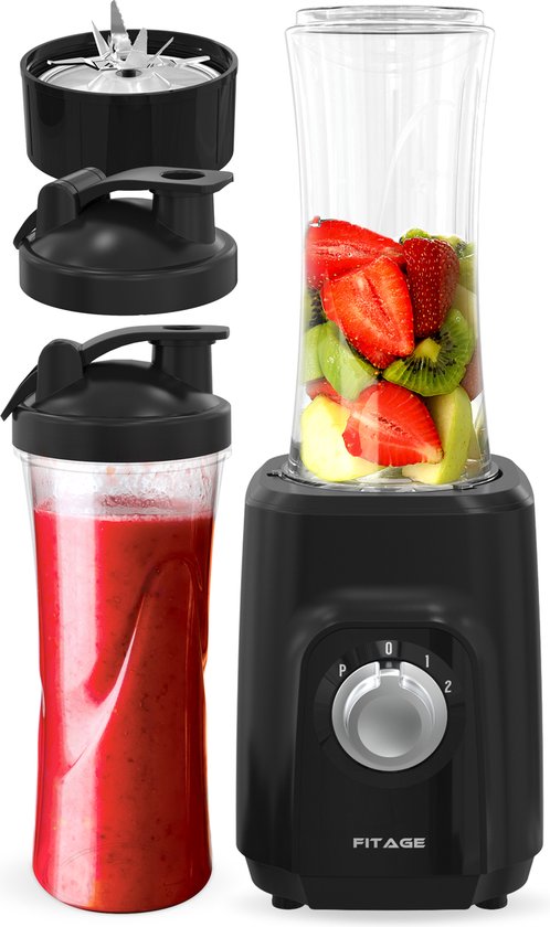FITAGE Blender - Smoothie Maker - 500w Blender to Go - Blenders - 2x 650ml Smoothie Beker van FITAGE