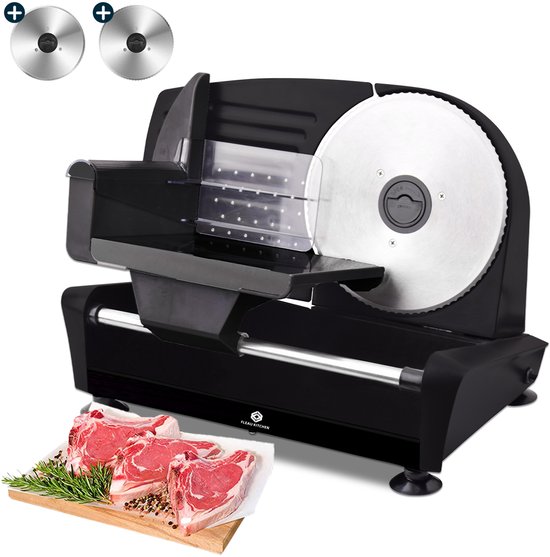Fleau Kitchen Snijmachine - Inclusief 2x RVS Snijblad - Broodsnijmachine - Vleessnijmachine - Allessnijder - Elektrisch - Krachtig van Fleau