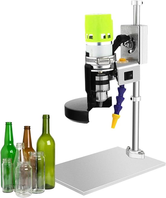 Flessensnijder Elektrisch - Glas Snijmachine - Creatief Hobbyen - Instelbare Snelheid - 60 mm Zaagdiepte - Zilver