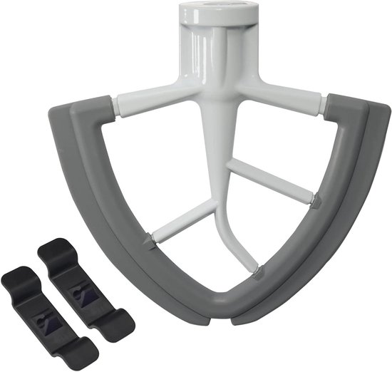 Flex Edge Klopper - Mixer Accessoire - Beslag Mengen - Dubbele Flexibele Randen - 4.5-5 Quart - Wit met grijs van Merkloos