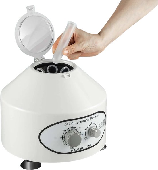 Flolife - Laboratoriumcentrifuge 6x20 ml 1790xg – Elektrische Tafelcentrifuge 0-4000 TPM met Regelbare Snelheid en Timer, 220V 25W voor Bloed, Plasma en Laboratoriumgebruik