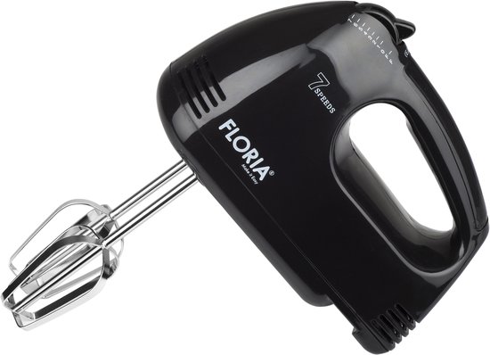 Floria Handmixer ZLN7567 - 150W - 7 Snelheden - Inclusief Gardes & Deeghaken - Zwart van Floria