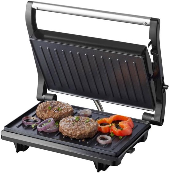 Florixa® Contactgrill Met Uitneembare Platen - Contactgrill - Multi Grill - Zwart/ Grijs - 22cm x 28cm x 8cm