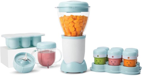 Florixa® Stoomkoker baby - Stomer en Blender - 6-in-1 Multifunctionele Baby Cooker - Wit/Blauw - 32cm x 30cm x 15cm van Merkloos