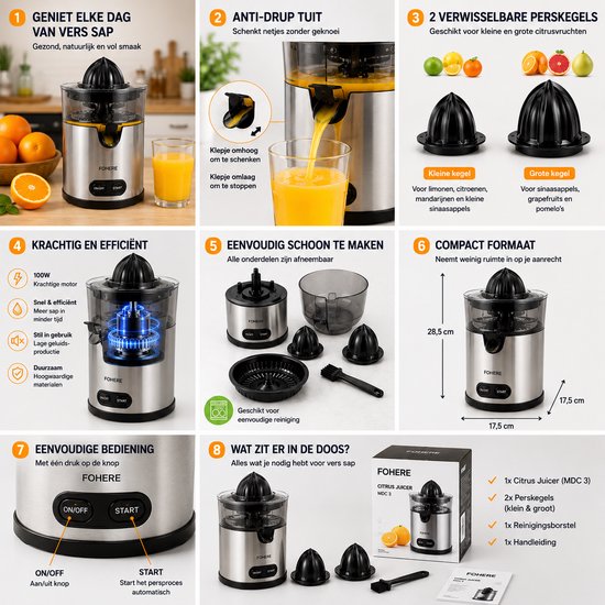Fohere Citrus Juicer - Model MDC 3 - Elektrische citruspers van FOHERE