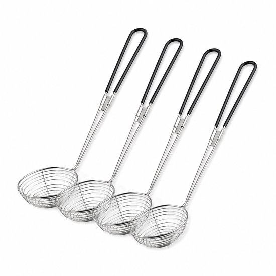 Fondue Netjes - Hotpot Zeefjes - Chinese Fondue - Fondue mandjes - Fondue zeef - RVS - 27.5CM - 4 Stuks - Zwart