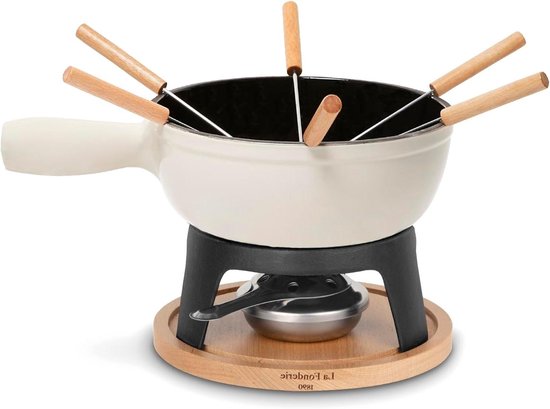 Fondue Set - Kaas Chocola - Gezellig Tafelen - Gietijzeren Pan - Voor 6 Personen - Natuurlijk