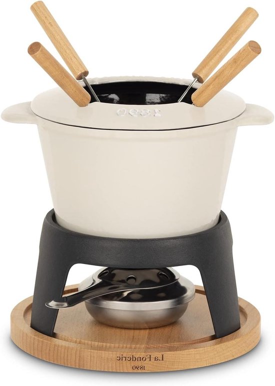 Fondueset Gietijzer - Kaasfondue Set - Gezellige Avonden - Voor 4 Personen - 12 Liter - Zwart