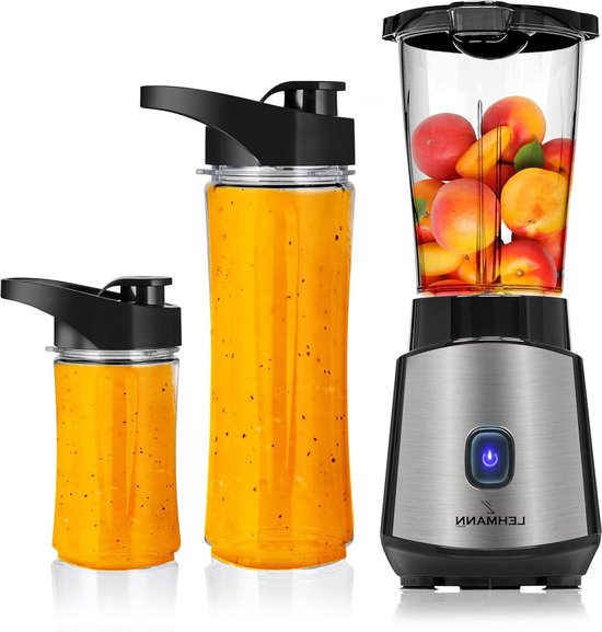 Fresh Juice Mixer staande mixer met twee flessen - Smoothie Maker to go (23.000 omw/min) van Merkloos