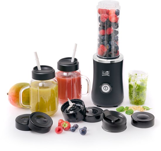 FRITEL Blend & go BG 2310 - Blender set / Smoothie Maker / Blender To Go - 500W - 0,3L / 0,6L / 0,6L - 4 Bekers / 14 Stuks van Merkloos