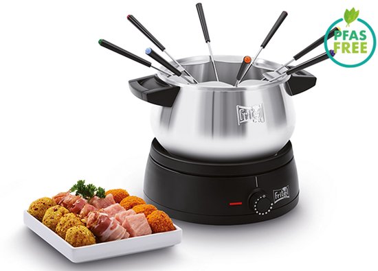 FRITEL Fondue FO 2470 - Elektrische Fonduepan / Fonduepot set - Kerstcadeau / Cadeau Feestdagen - 1,5L - 1500W - 2 tot 8 Pers. + 8 Fonduevorkjes - PFAS-vrij