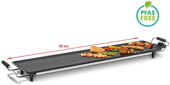 FRITEL Teppanyaki TY 1897 - Bakplaat XXL / Tafelgrill - 90x22 cm - 1800W - 5 Standen - PFAS-vrij - 4 tot 8 Pers. - Antiaanbak