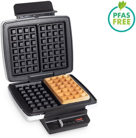 FRITEL Wafelijzer A201 - Wafelapparaat / Wafelbakijzer - 4x7 - 23x24cm - 1200W - Anti-aanbaklaag - Vaste platen - Wit - PFAS-vrij van Fritel