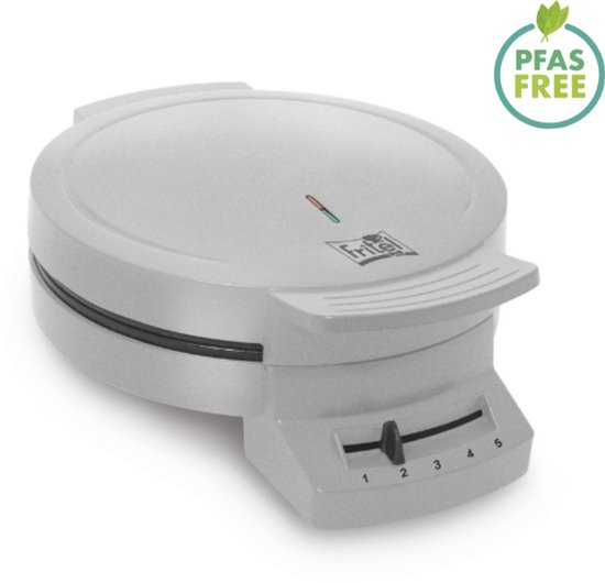 FRITEL Wafelijzer - A204 - Wafelmaker PFAS vrij - Wafelmachine voor Hartjeswafels - Hartjeswafelijzer - 5 Hartjeswafels - Wafelbakijzer met Vaste Bakplaten - Zilver - 1200W van Fritel