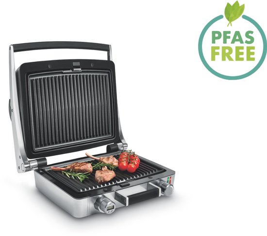 FRITEL Wafelijzer & Grill - WaffleTastic® CW 3627 - Combi Wafelmaker PFAS vrij - Wafelmachine & Contactgrill met Verwisselbare Platen - 1600W - Incl. 60' Timer - Zilvergrijs van Fritel