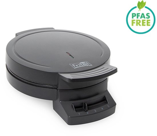 FRITEL Wafelijzer - HW 1225 - Wafelmaker PFAS vrij - Wafelmachine voor Hartjeswafels - Hartjeswafelijzer - 5 Hartjeswafels - Wafelbakijzer met Vaste Bakplaten - Zwart - 1200W van Fritel