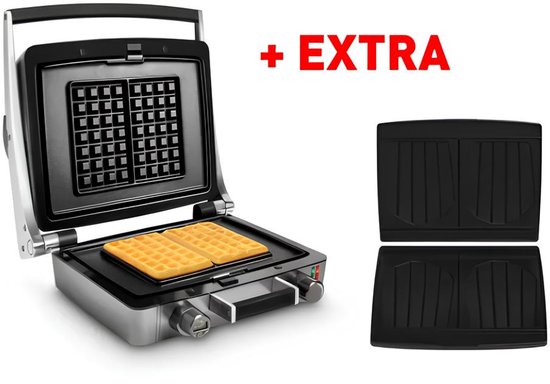 FRITEL Wafelijzer - WaffleTastic® CW 3638 + Croque platen - PFAS vrij - 4x7 Wafel - Combi Deal van Fritel