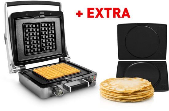 FRITEL Wafelijzer - WaffleTastic® CW 3638 + pannenkoekplaten platen - PFAS vrij - 4x7 Wafel - Combi Deal van Fritel