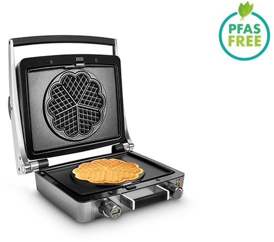 FRITEL Wafelijzer - WaffleTastic® CW 3668 - Wafelmaker PFAS vrij - Wafelmachine voor Hartjeswafel - Hartjeswafelijzer - 5 Hartjeswafel - Wafelbakijzer met verwisselbare platen - 1600W - Incl. 60' Timer van Fritel