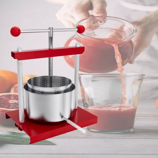 Froadp Handmatige fruitpers 3L van voedingskwaliteit 430 roestvrij staal, gepoedercoat ijzeren frame, hoge sapopbrengst, eenvoudig te demonteren en schoon te maken voor sap, wijn en cider van froadp