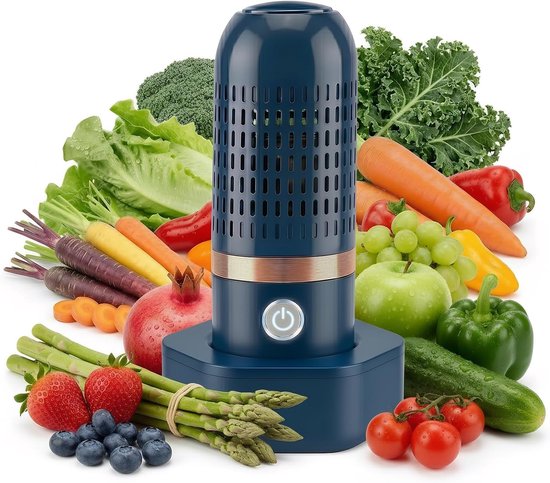 Fruit- en groentereiniger - Capsulevormig reinigingsapparaat - met OH-ionzuiveringstechnologie - waterdicht en snoerloos - 1 stuk(blauw)