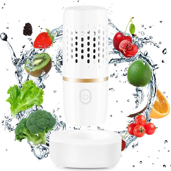 Fruit en Groentereiniger - Groente Reinigen - Groentereiniger - Pesticiden Reiniger - Groentewasmachine - Oh-Ion-Zuiveringstechnologie - Verwijdert Pesticiden - Draagbare - Voor Het Reinigen Van Groenten, Granen, Rijst, Vlees en Zeevruchten - Wit