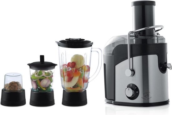 Fruit- en groentesap extractor (centrifuge) + blender + hakmolen + koffiemolen. 4 in 1 van Domo