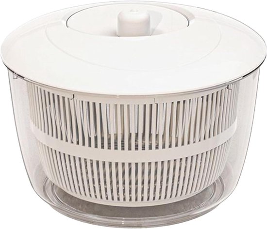 Fruit Spinner - Groente Wasmachine - Salade Bereiden - Hand Crank Bediening - 25 cm - Wit