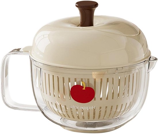 Fruit Wasmachine - Groente Spinner - Maaltijd Voorbereiding - Handgedraaid Mechanisme - 21 x 17 cm - Wit