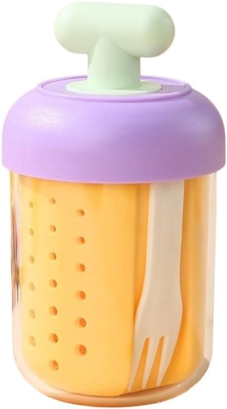 Fruitbeker met deksel - Yoghurt container - Probleemloos transport - Luchtdichte afdichting - 9.4 x 16.7 cm - Lichtgroen