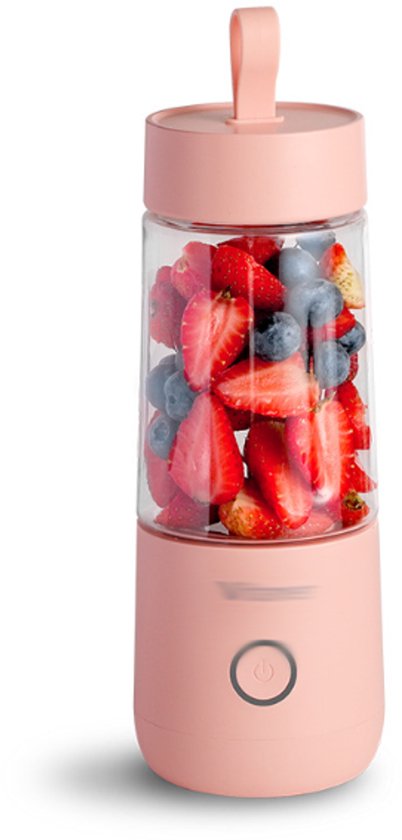 Fruitblender - Draagbare miniblender in perzikroze kleur, 350 ml - Draagbare blender - Smoothiemaker - USB oplaadbaar - Draadloze smoothiemaker van Merkloos