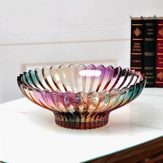 Fruitkom 12.5 Inch - Kleurvol Kristalglas - Stijlvol Keukenaccessoire - Perfect voor Fruit en Groenten - ShopVlot