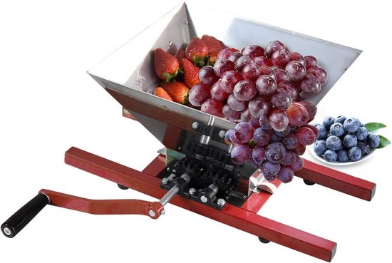 Fruitmolen 7 Liter RVS Handbediend voor Druiven, Bessen en Zacht Fruit