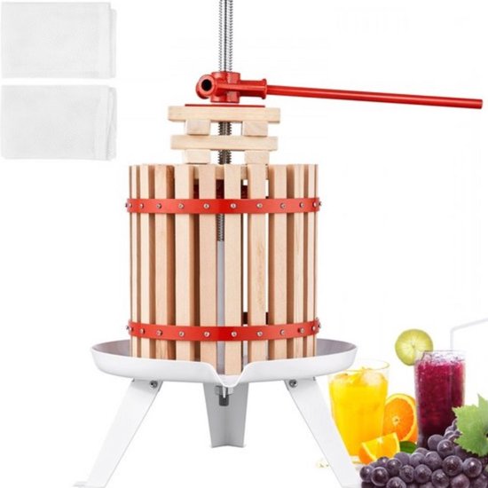 Fruitpers - 11L - RVS Handmatige Fruitpers - Druivenpers - Wijnpers - Met hendel van Merkloos