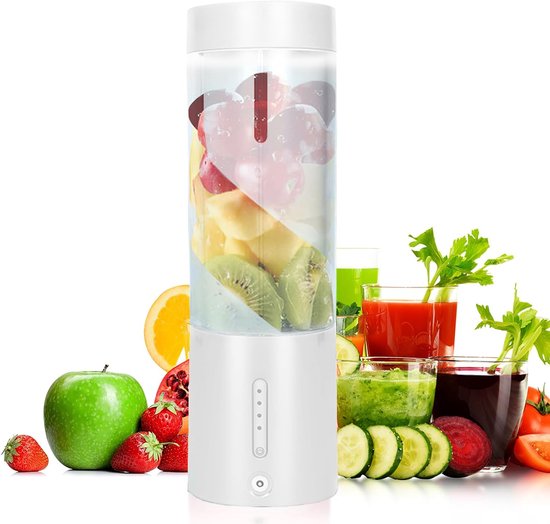 Fruitpers - 450 Ml - Sinaasappelpers - Draagbaar - USB Oplaadbaar - Citroenpers - Limoenpers - Keukenaccessoire - Juicer - Groenten- En Fruitpers - Slowjuicer - Elektrische Sapcentrifuge - Kleine Keukensapcentrifuge - Wit van Merkloos