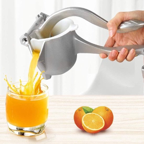 Fruitpers handmatig- Zilver- Inclusief schenkfunctie- Sinaasappelpers- Citroenpers