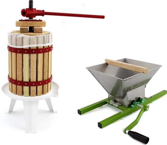 Fruitpers - naturel & rvs - 12l - inclusief 3 nylon zeefzakken