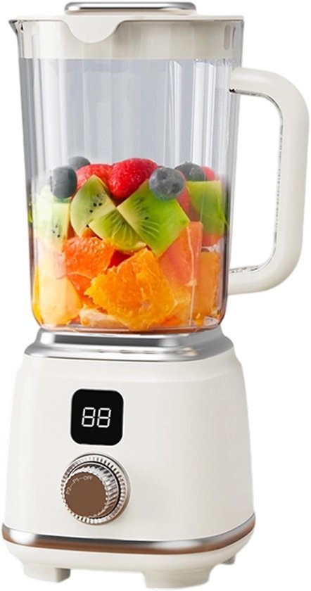 Fruitpers - Oplaadbare draagbare sapcentrifuge - Met LED-display - Draadloze sapcentrifuge - Geschikt voor thuisgebruik - Perst citroenen, sinaasappels, ananas, citrusvruchten, groenten en fruit - Wit van Merkloos