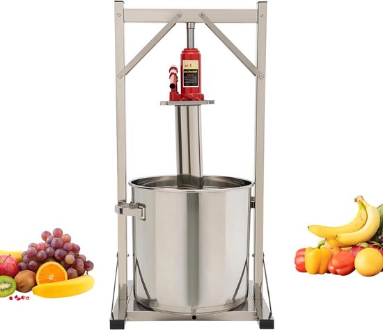 Fruitpers - Sap pers - Sap maken - Hydraulische perskracht - 36 liter - Zilver
