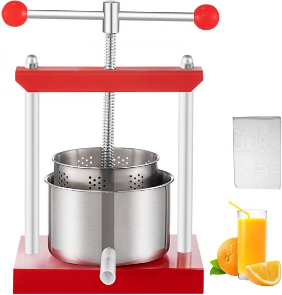 Fruitpers Wijnpers 2 L Handmatige Sapcentrifuges Wortel Fruit Wijnpers met Twee Vaten en Een Filterzak Geschikt voor het Persen van Kaas Fruit