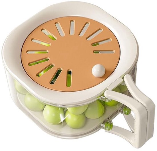 Fruitwaskom met uitneembare afdruipmand - Afneembaar ontwerp - Mesh zeef - Opvouwbare handgreep - Deksel - Voor wassen en bewaren van fruit en groenten - Afvoermand