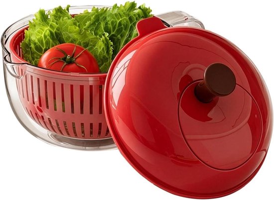 Fruitwasser Groente Droger - Keuken Slinger - Maaltijd Voorbereiding - Antislip Onderzetter - 23 cm - Rood
